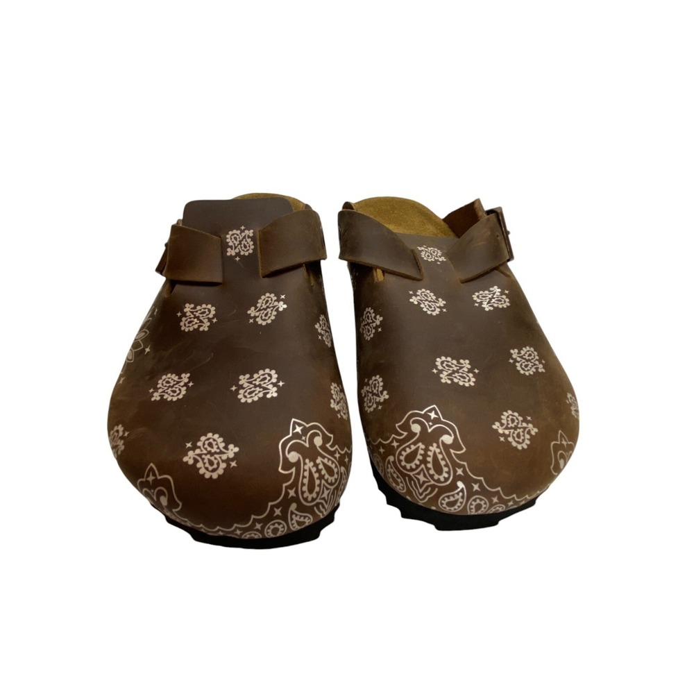Bravest Studios Mocha Paisley Slip On Buckle Leather Mules Men's US 8 NIB